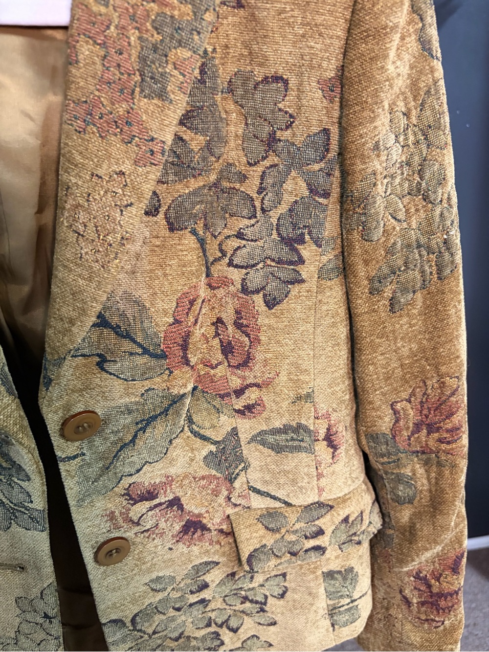Grace Elements Floral Tapestry Jacket in Mustard - Picture 3 of 4